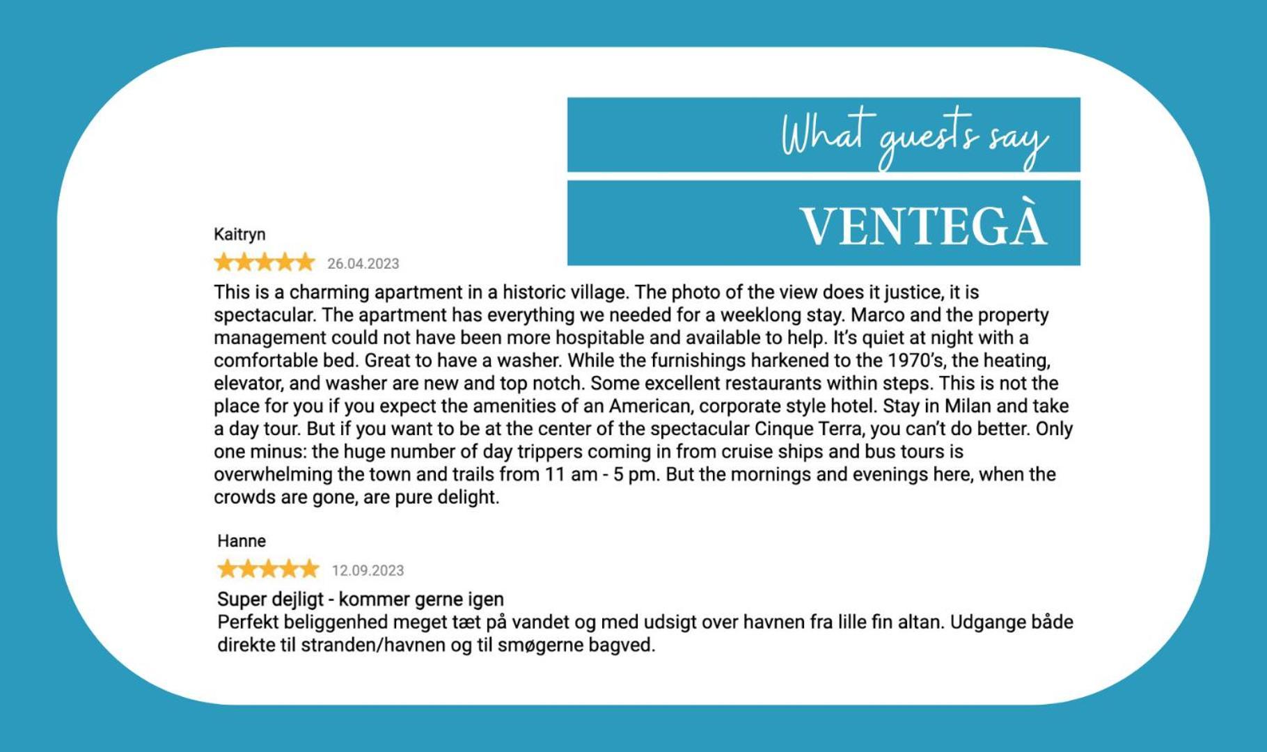 Ventega Sea View Apartment Vernazza Eksteriør bilde
